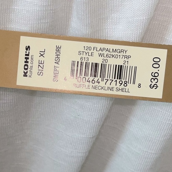 NWT LC Lauren Conrad Women’s sleeveless top, swept ashore ruffle neckline shell - Picture 5 of 6